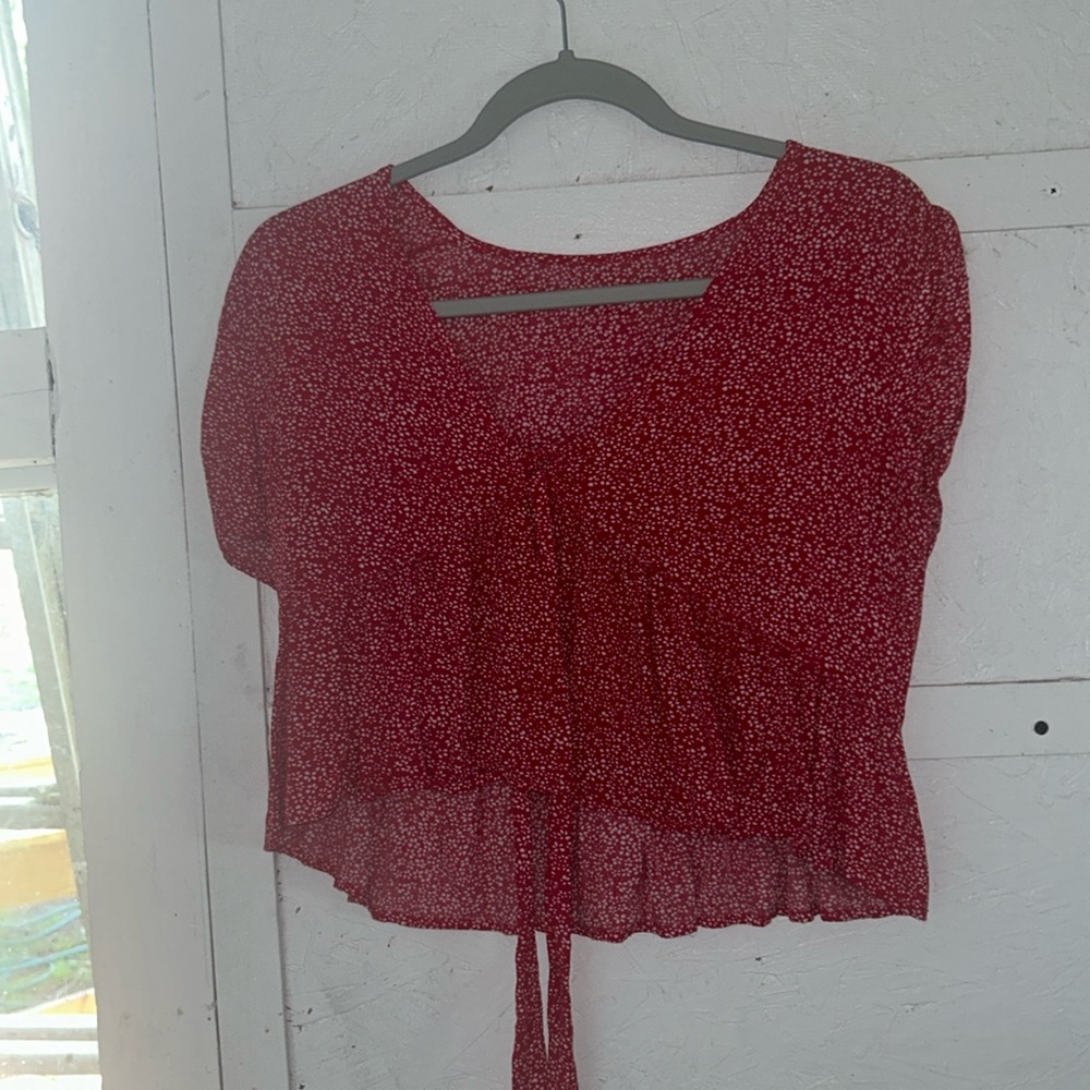 Red v neck shirt